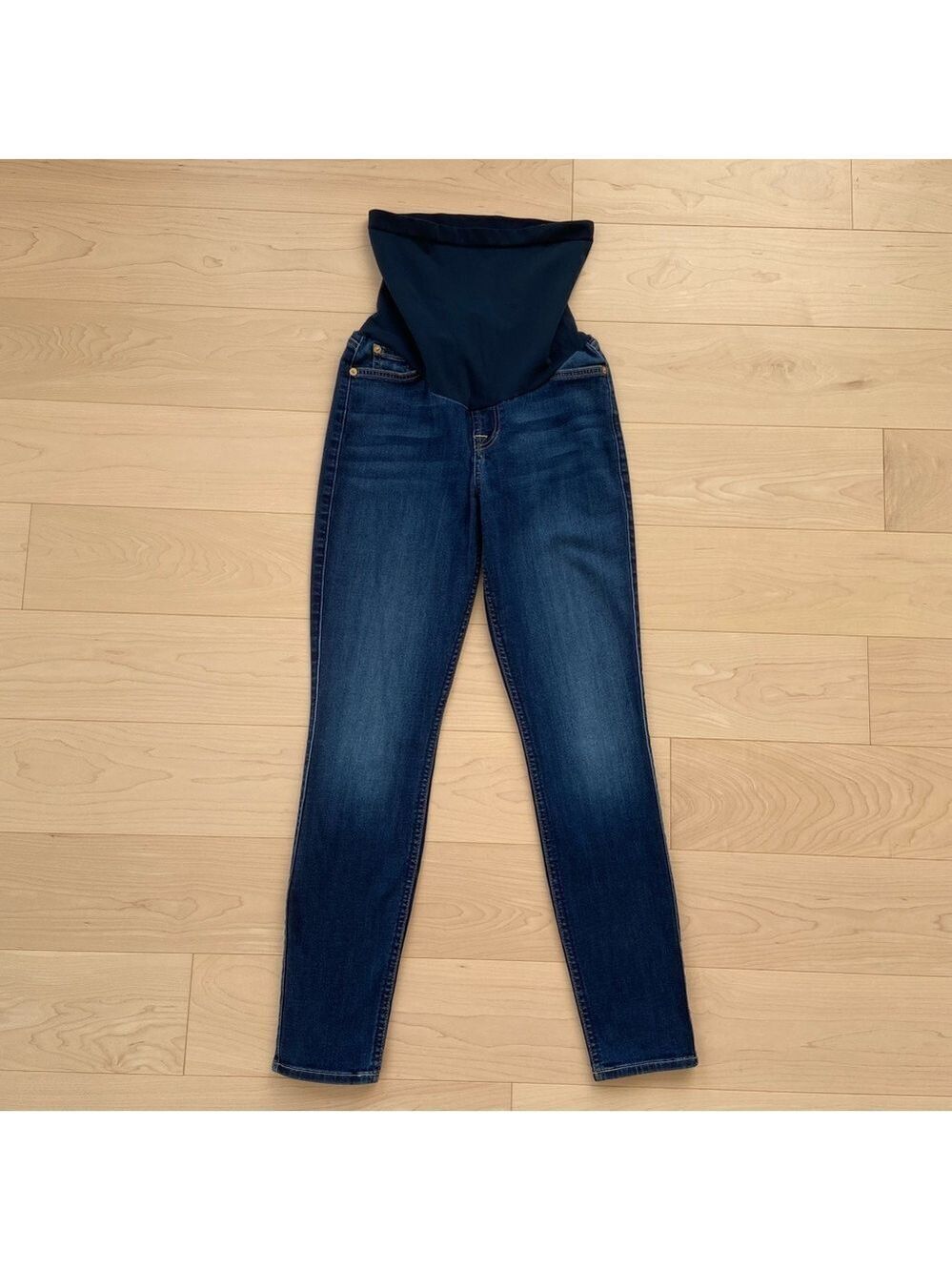 7 FAMK maternity jeans Secret fit belly style dark blue stretchy denim size 26 - Picture 14 of 14
